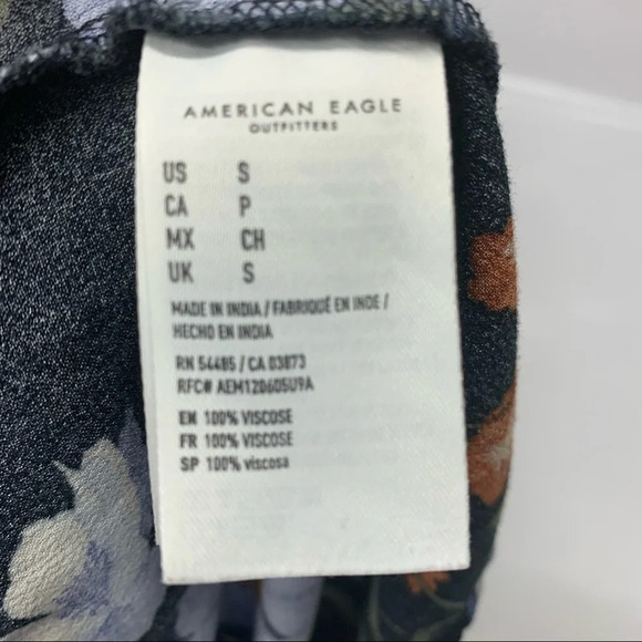 American Eagle Womens Peasant Top Small  Floral Ruffles Fairy Grunge Work Casual - Picture 4 of 12